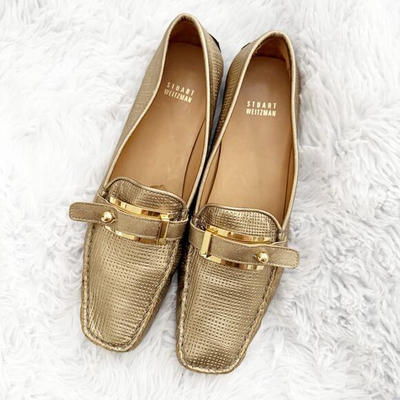 STUART WEITZMAN | Made in Spain Gold leather Driving Loafers Moccasins | Size 10 - Picture 2 of 7